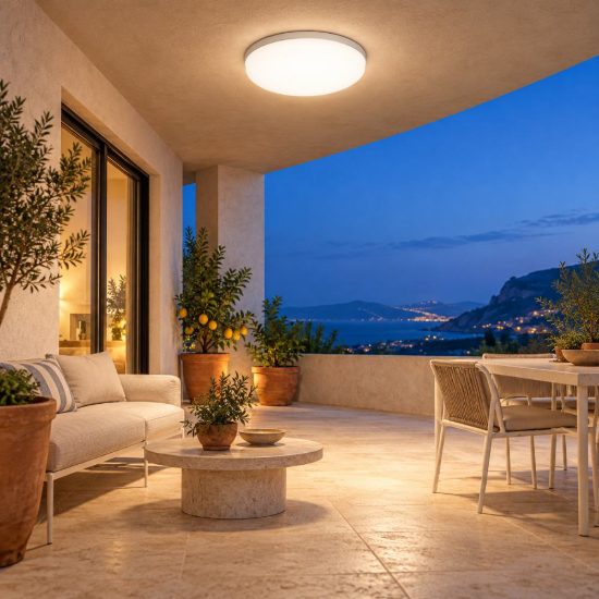Gea luce ges830 plafoniera da esterno led 30w 4000k ip66 moderna rotonda bianca