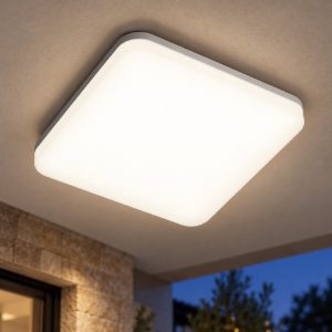 Gea luce ges832 plafoniera da esterno led 18w 4000k ip66 moderna quadrata bianca