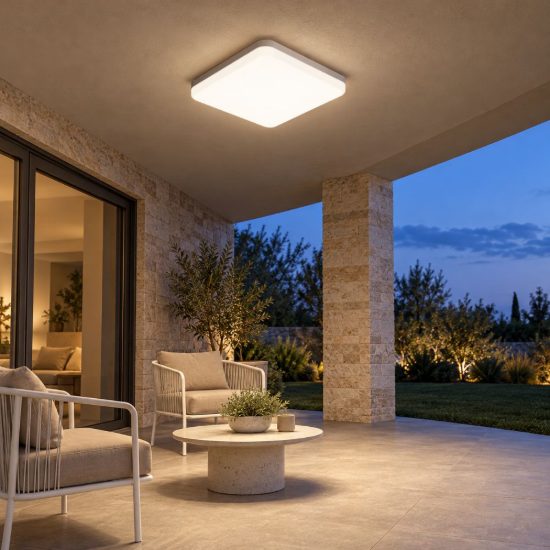 Gea luce ges832 plafoniera da esterno led 18w 4000k ip66 moderna quadrata bianca