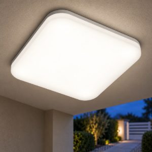 Gea luce ges832 plafoniera da esterno led 30w 4000k ip66 moderna quadrata bianca