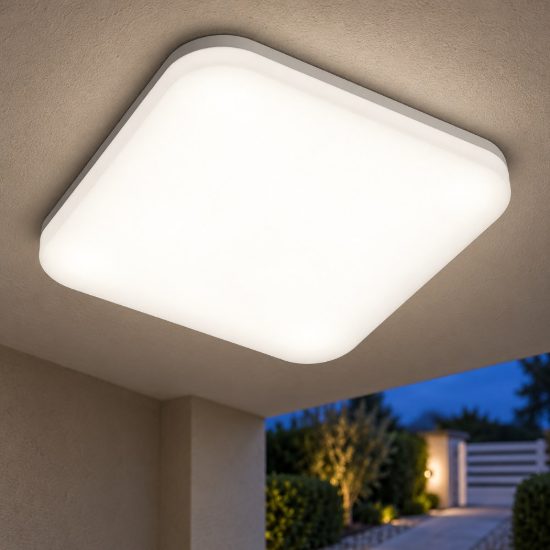 Gea luce ges832 plafoniera da esterno led 30w 4000k ip66 moderna quadrata bianca
