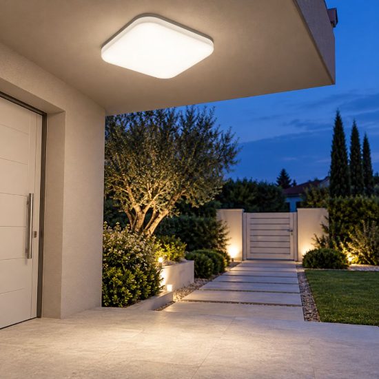 Gea luce ges832 plafoniera da esterno led 30w 4000k ip66 moderna quadrata bianca