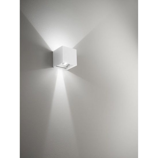 Gea luce ges860c applique da esterno quadrata biemissione bianca led 2x5w 4000k ip54