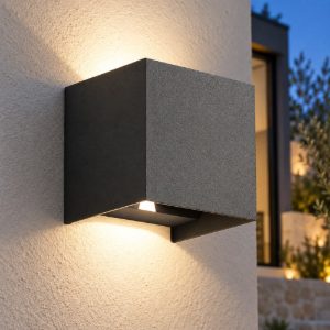 Gea luce ges860c applique da esterno quadrata biemissione grigio antracite led 2x5w 3000k ip54