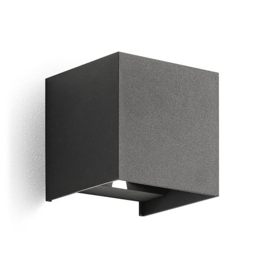 Gea luce ges860c applique da esterno quadrata biemissione grigio antracite led 2x5w 3000k ip54