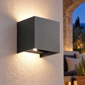 Gea luce ges860c applique da esterno quadrata biemissione grigio antracite led 2x5w 4000k ip54