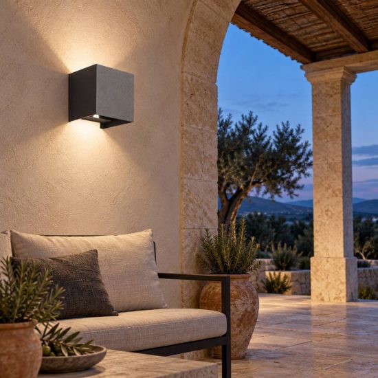 Gea luce ges860c applique da esterno quadrata biemissione grigio antracite led 2x5w 4000k ip54