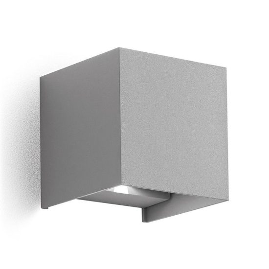 Gea luce ges860c applique da esterno quadrata biemissione grigio alluminio led 2x5w 4000k ip54