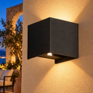 Gea luce ges860c applique da esterno quadrata biemissione nera led 2x5w 4000k ip54