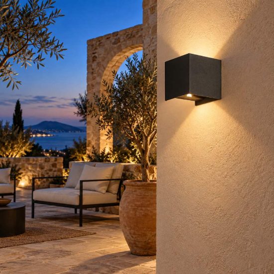 Gea luce ges860c applique da esterno quadrata biemissione nera led 2x5w 4000k ip54