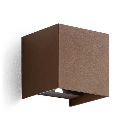 Gea luce ges860c applique da esterno quadrata biemissione marrone led 2x5w 4000k ip54
