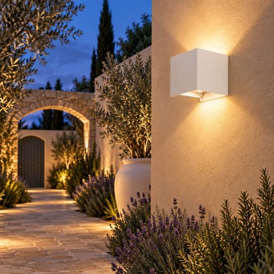Gea luce ges860c applique da esterno quadrata biemissione bianca led 2x10w 4000k ip65