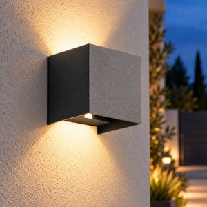 Gea luce ges860c applique da esterno quadrata biemissione grigio antracite led 2x10w 3000k ip65