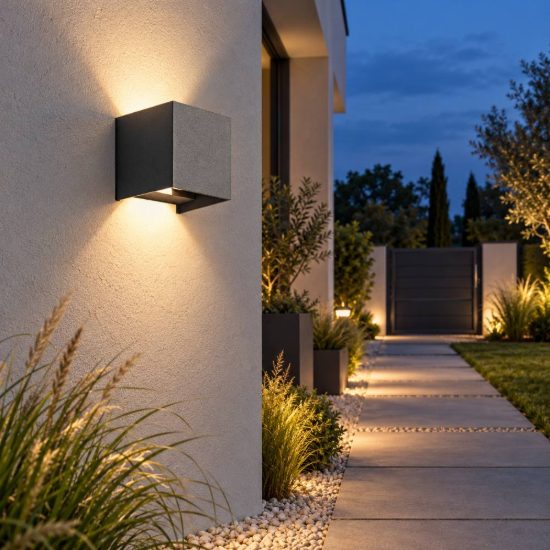 Gea luce ges860c applique da esterno quadrata biemissione grigio antracite led 2x10w 3000k ip65