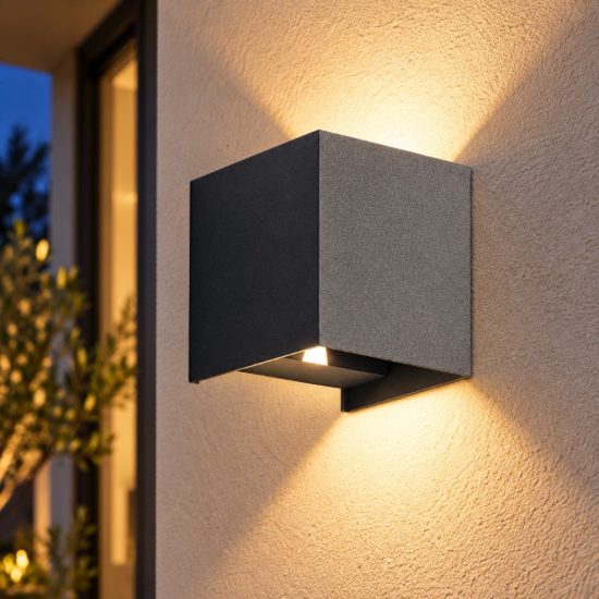 Gea luce ges860c applique da esterno quadrata biemissione grigio antracite led 2x10w 4000k ip65