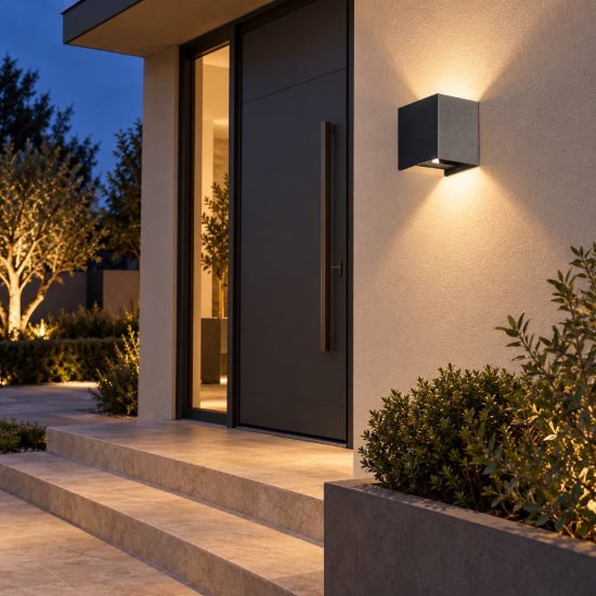 Gea luce ges860c applique da esterno quadrata biemissione grigio antracite led 2x10w 4000k ip65