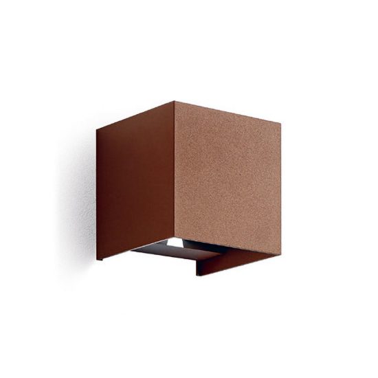 Gea luce ges860c applique da esterno quadrata biemissione marrone led 2x10w 4000k ip65