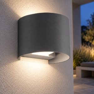 Gea luce ges871n applique da esterno curva biemissione grigio antracite led 2x5w 4000k ip54