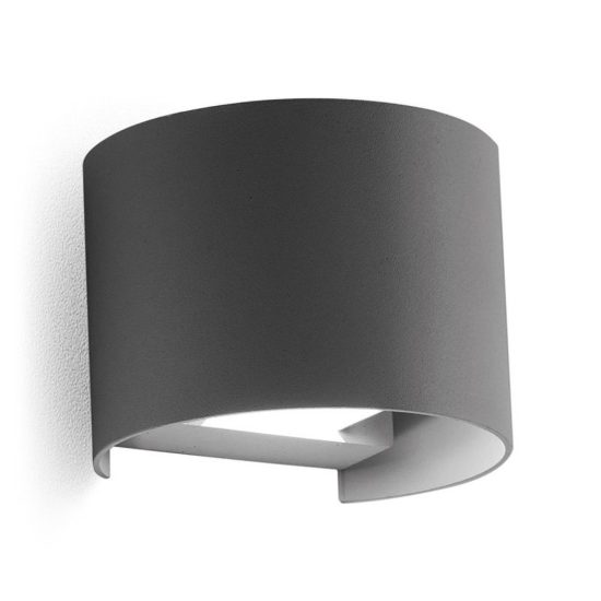 Gea luce ges871n applique da esterno curva biemissione grigio antracite led 2x5w 4000k ip54