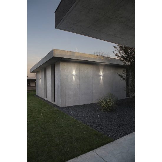 Gea luce ges871n applique da esterno curva biemissione grigio alluminio led 2x5w 4000k ip54
