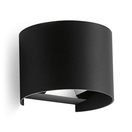 Gea luce ges871n applique da esterno curva biemissione nera led 2x5w 4000k ip54