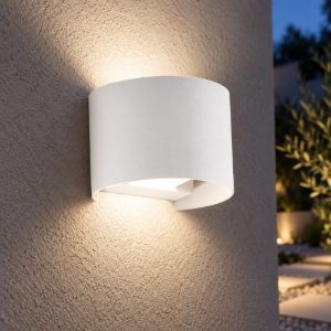 Gea luce ges871n applique da esterno curva biemissione bianca led 2x10w 4000k ip65