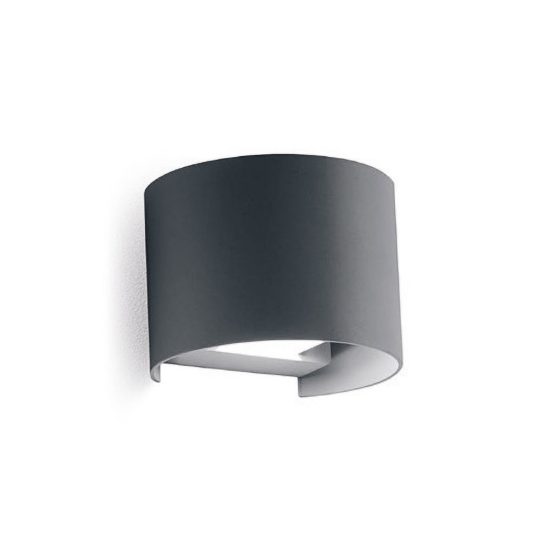 Gea luce ges871n applique da esterno curva biemissione grigio antracite led 2x10w 3000k ip65