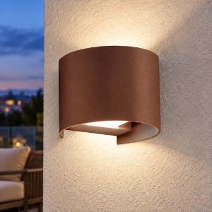 Gea luce ges871n applique da esterno curva biemissione marrone led 2x10w 4000k ip65