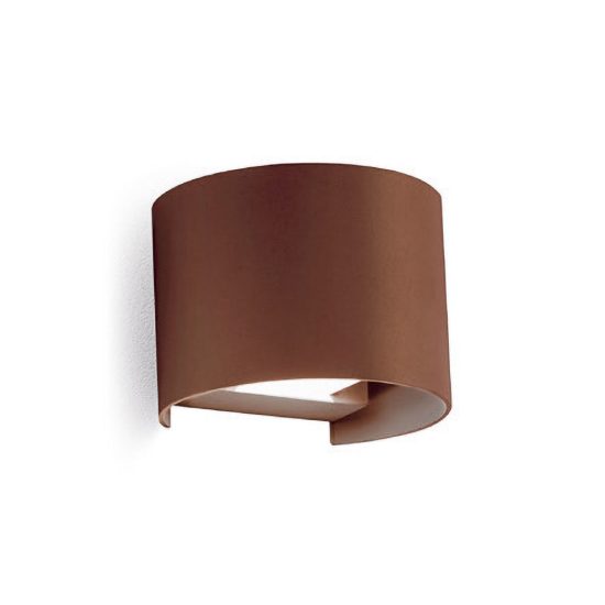 Gea luce ges871n applique da esterno curva biemissione marrone led 2x10w 4000k ip65