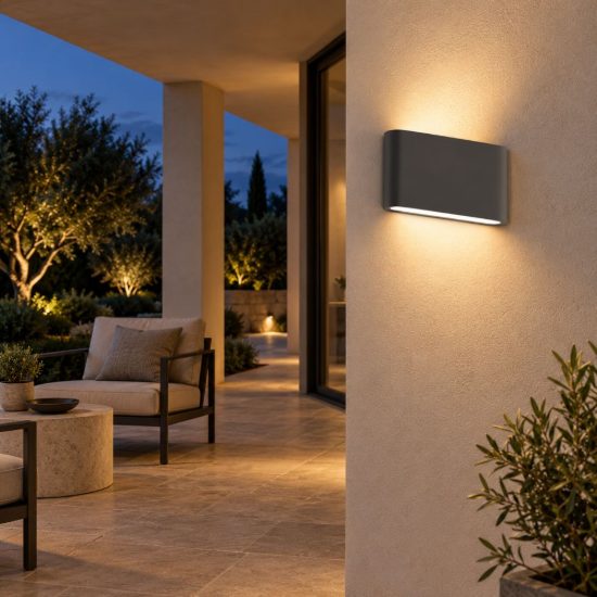Gea luce ges880c applique da esterno biemissione piccola grigio antracite led 2x6w 3000k ip54