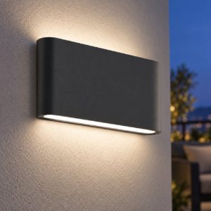 Gea luce ges880c applique da esterno biemissione piccola grigio antracite led 2x6w 4000k ip54
