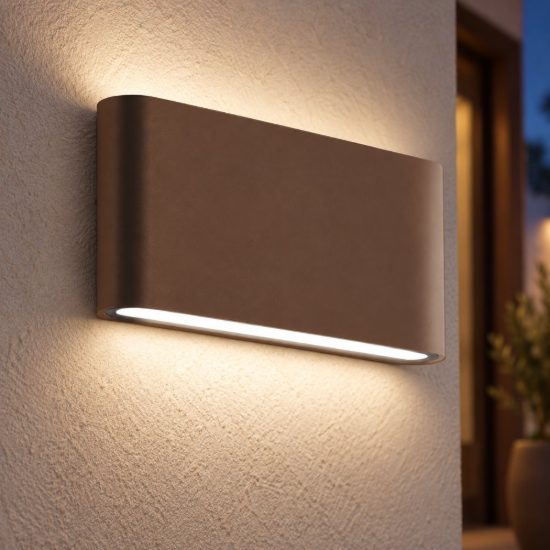 Gea luce ges880c applique da esterno biemissione piccola marrone led 2x6w 3000k ip54