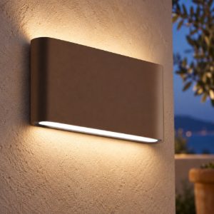 Gea luce ges880c applique da esterno biemissione piccola marrone led 2x6w 4000k ip54