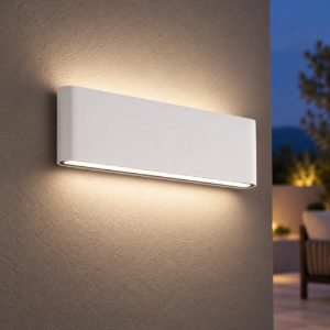 Gea luce ges880c applique da esterno biemissione grande bianca led 2x12w 3000k ip54