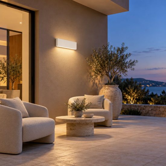 Gea luce ges880c applique da esterno biemissione grande bianca led 2x12w 3000k ip54