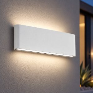 Gea luce ges880c applique da esterno biemissione grande bianca led 2x12w 4000k ip54