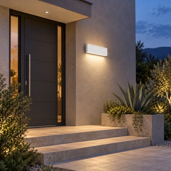 Gea luce ges880c applique da esterno biemissione grande bianca led 2x12w 4000k ip54