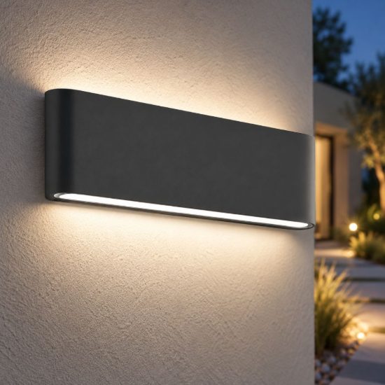Gea luce ges880c applique da esterno biemissione grande grigio antracite led 2x12w 3000k ip54