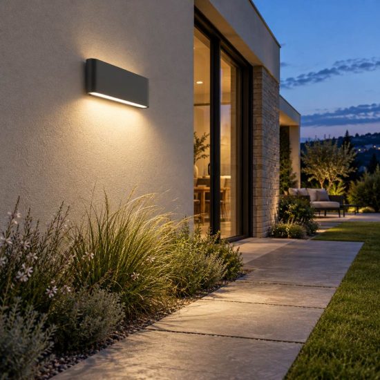 Gea luce ges880c applique da esterno biemissione grande grigio antracite led 2x12w 3000k ip54