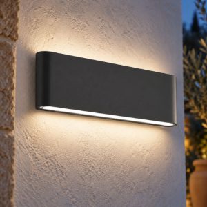 Gea luce ges880c applique da esterno biemissione grande grigio antracite led 2x12w 4000k ip54