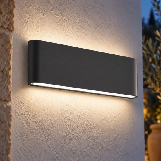 Gea luce ges880c applique da esterno biemissione grande grigio antracite led 2x12w 4000k ip54
