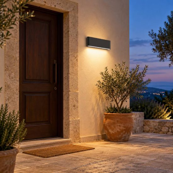 Gea luce ges880c applique da esterno biemissione grande grigio antracite led 2x12w 4000k ip54