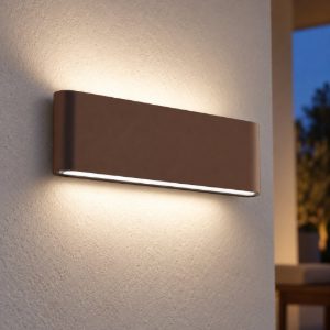 Gea luce ges880c applique da esterno biemissione grande marrone led 2x12w 3000k ip54
