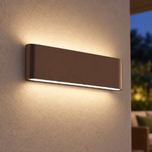 Gea luce ges880c applique da esterno biemissione grande marrone led 2x12w 4000k ip54