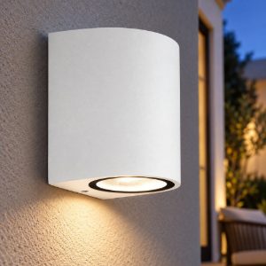Gea luce vejo applique da esterno curva monoemissione bianca gu10 ip44