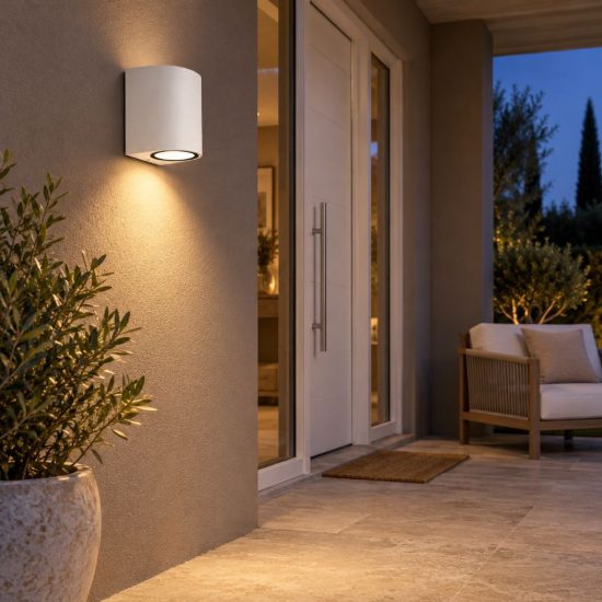 Gea luce vejo applique da esterno curva monoemissione bianca gu10 ip44