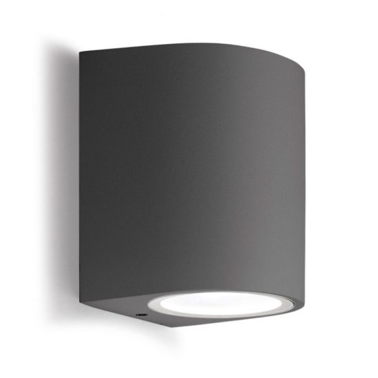 Gea luce vejo applique da esterno curva monoemissione grigio antracite gu10 ip44