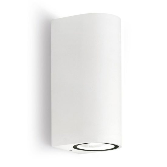 Gea luce vejo applique da esterno curva biemissione bianca 2xgu10 ip44