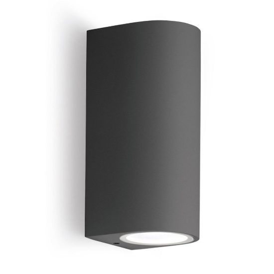 Gea luce vejo applique da esterno curva biemissione grigio antracite 2xgu10 ip44