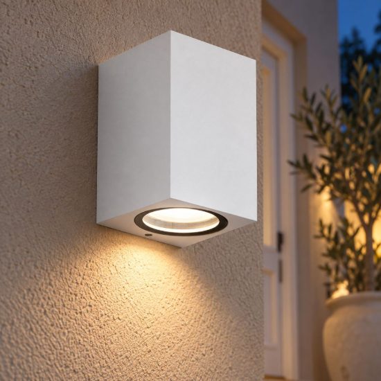 Gea luce shin applique da esterno rettangolare monoemissione bianca gu10 ip44